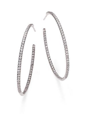 1.4 TCW Diamond & 18K White Gold Inside-Outside Hoop Earrings/1.75"