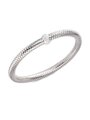 0.22 TCW Primavera Diamond & 18K White Gold Woven Bracelet