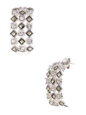 Sterling Silver and Marcasite Glitz Drop Earrings