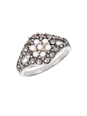 Faux Pearl and Rhinestone Ring