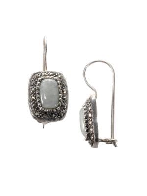Sterling Silver And Marcasite Rectangle Earrings