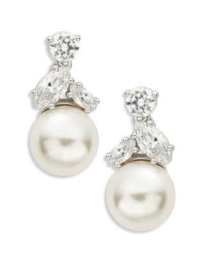 Faux Pearl Cluster Drop Earrings