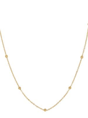14K Yellow Gold Beaded Station Long Necklace