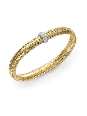 0.18 TCW Primavera Diamond & 18K Yellow Gold Medium Woven Bracelet
