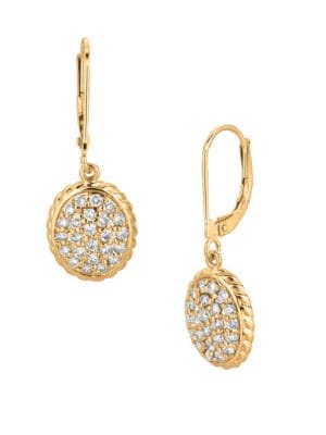 1.01TCW Diamond and 14K Yellow Gold Drop Earrings