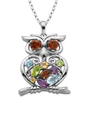 Multi-Stone Owl Pendant Necklace
