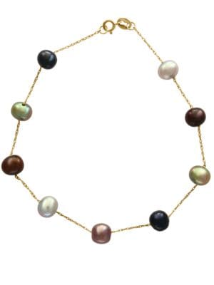 5.5MM-6MM Freshwater Pearls and 14K yellow Gold Beaded Bracelet