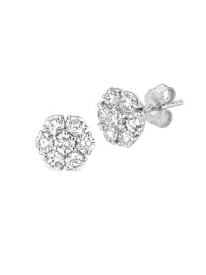 14Kt White Gold and 1.52 TCW Diamond Flower Earrings