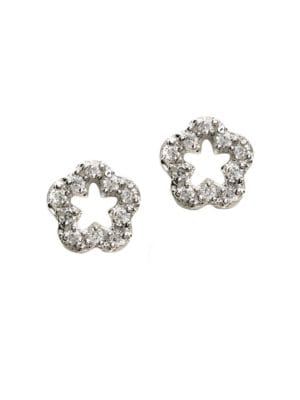 Sterling Silver Mini Pave Flower Stud Earrings