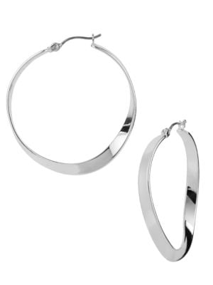 Silvertone Curved Hoop Earrings