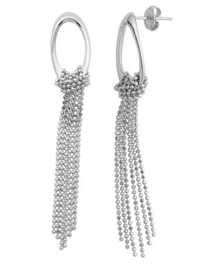 Sterling Silver Hoop and Fringe Earrings
