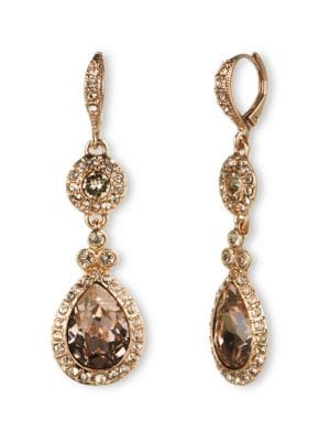 Rose Goldtone and Swarovski Crystal Teardrop Earrings