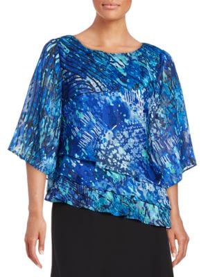 Abstract-Print Triple Tier Blouse