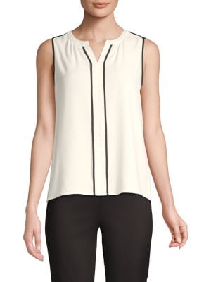 Sleeveless Piped Blouse
