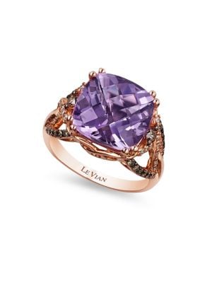 Chocolatier Diamond, Grape Amethyst and 14K Strawberry Gold Cocktail Ring