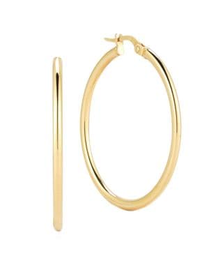 18K Yellow Gold Hoop Earrings/1.4"