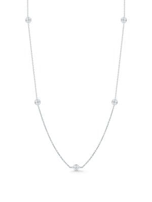 0.35 TCW Diamond and 18K White Gold Station Necklace