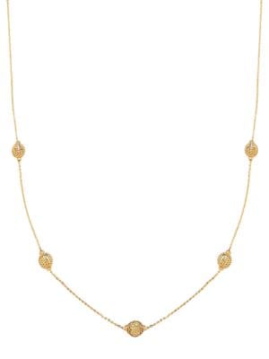 18K Yellow Gold Beaded Station Necklace