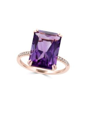 Viola Diamond, Amethyst and 14K Rose Gold Ring