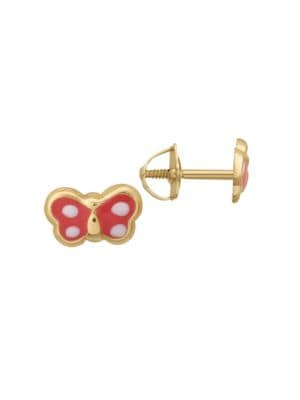 Girls' 14K Yellow Gold Butterfly Stud Earrings