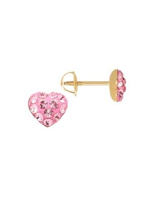 Rose Crystal Heart Stud Earrings