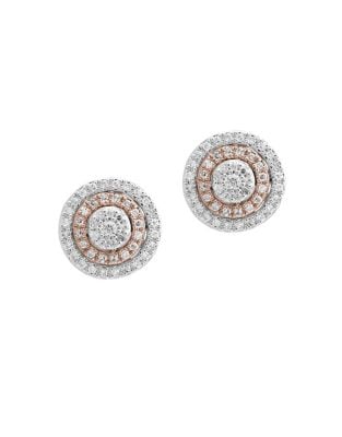0.38 TCW Diamond and 14K White and Rose Gold Stud Earrings